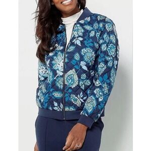 J Jason Wu Floral Quilted Bomber Jacket Blue‎ Small Spring